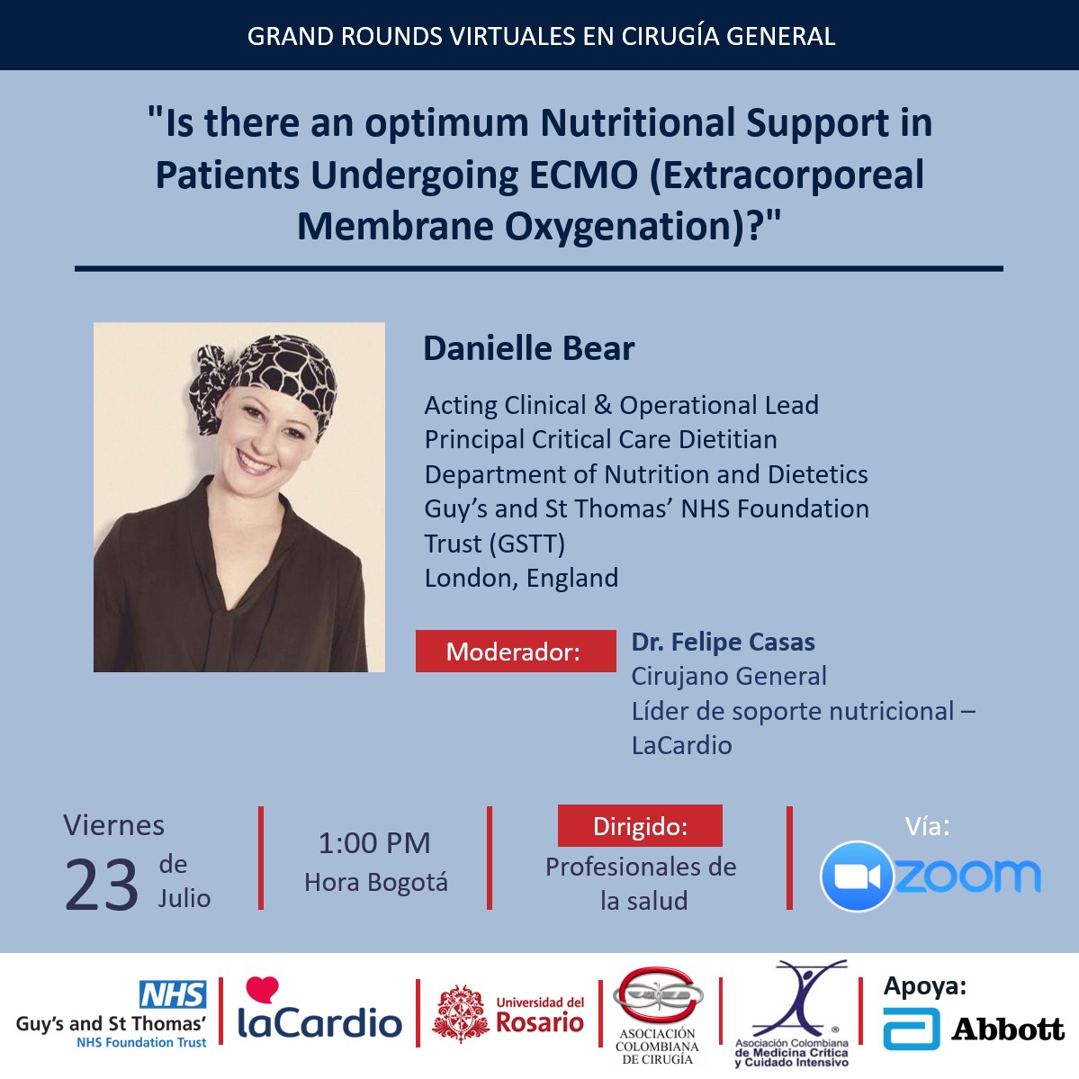 Grand Rounds en Cirugía General: Is there an optimum Nutritional Support in patients undergoing ECMO (extracorporeal membrane oxygenation)?